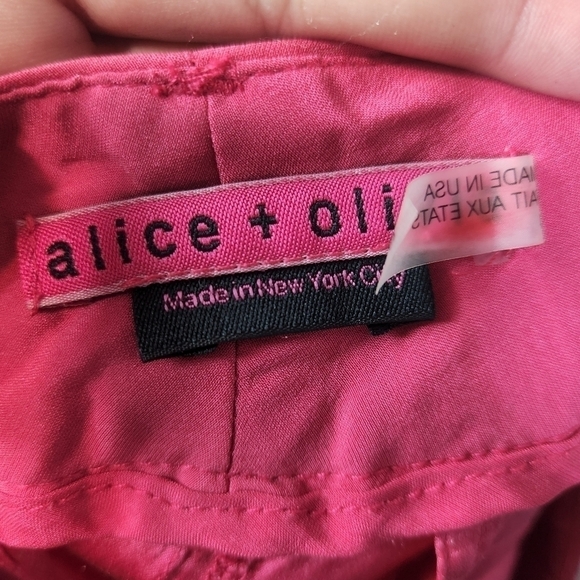 New Alice + Olivia Arthur Silk Blend Crepe Pants in Strawberry 4 - Picture 8 of 8